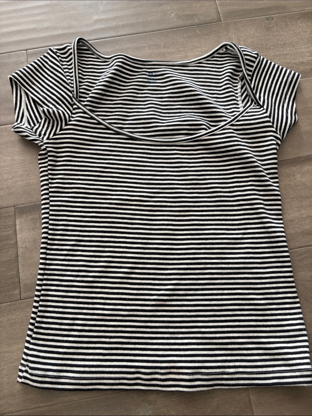 Brandy Melville Black & White Striped Scoop Neck Tee